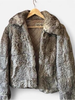 Split End Ltd Vintage Rabbit Fur Bomber Zip-Up